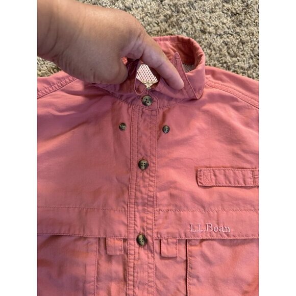 LL BEAN Pink Button Up Fishing Shirt Vented Mesh Outdoor Camp Short Sleeve M - Picture 5 of 8